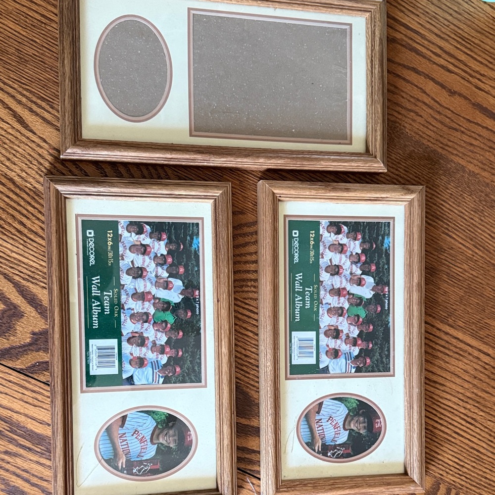 Set of three wooden frames for sports team photos ( or other)